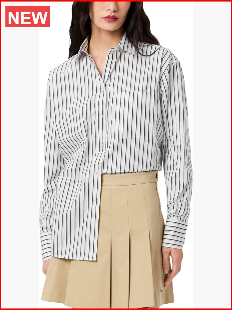 Oversized Cotton Poplin Button-Down Shirt Long Sleeve